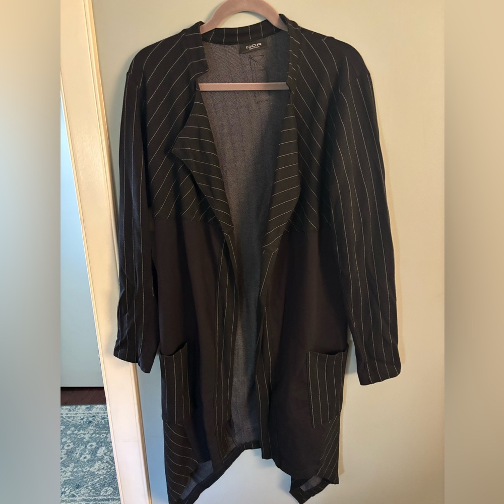 Nor Denmark Black Pinstripe Open Blazer